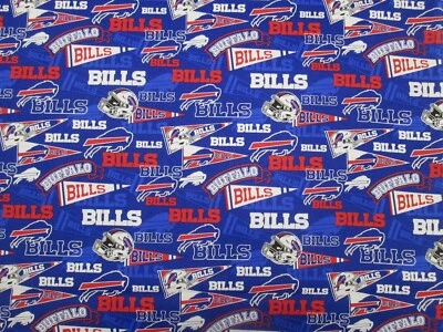 FABRIC TRADITIONS BUFFALO BILLS NFL 100% COTTON 1 YARD PIECE BLUE BRAND NEW DESIGN