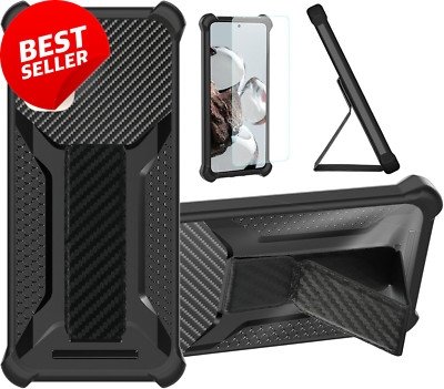 Case for BLU G34 Phone,Stand Cover with Tempered GlassProtector,Anti-Fingerprint