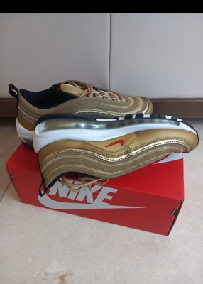 Metallic Gold/ Varsity Red Nike Air Max 97 Trainers Size 5UK