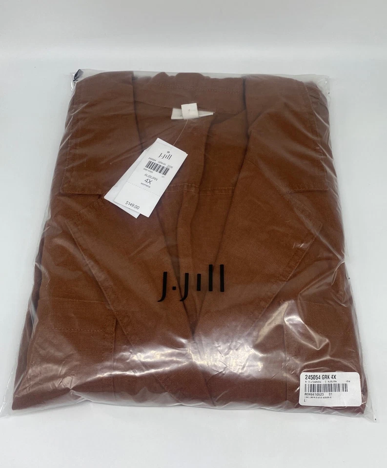 J.Jill ~ 4X ~ NEW Excellent Long Linen Blazer ~ Auburn ~ NWT - Image 4 of 4