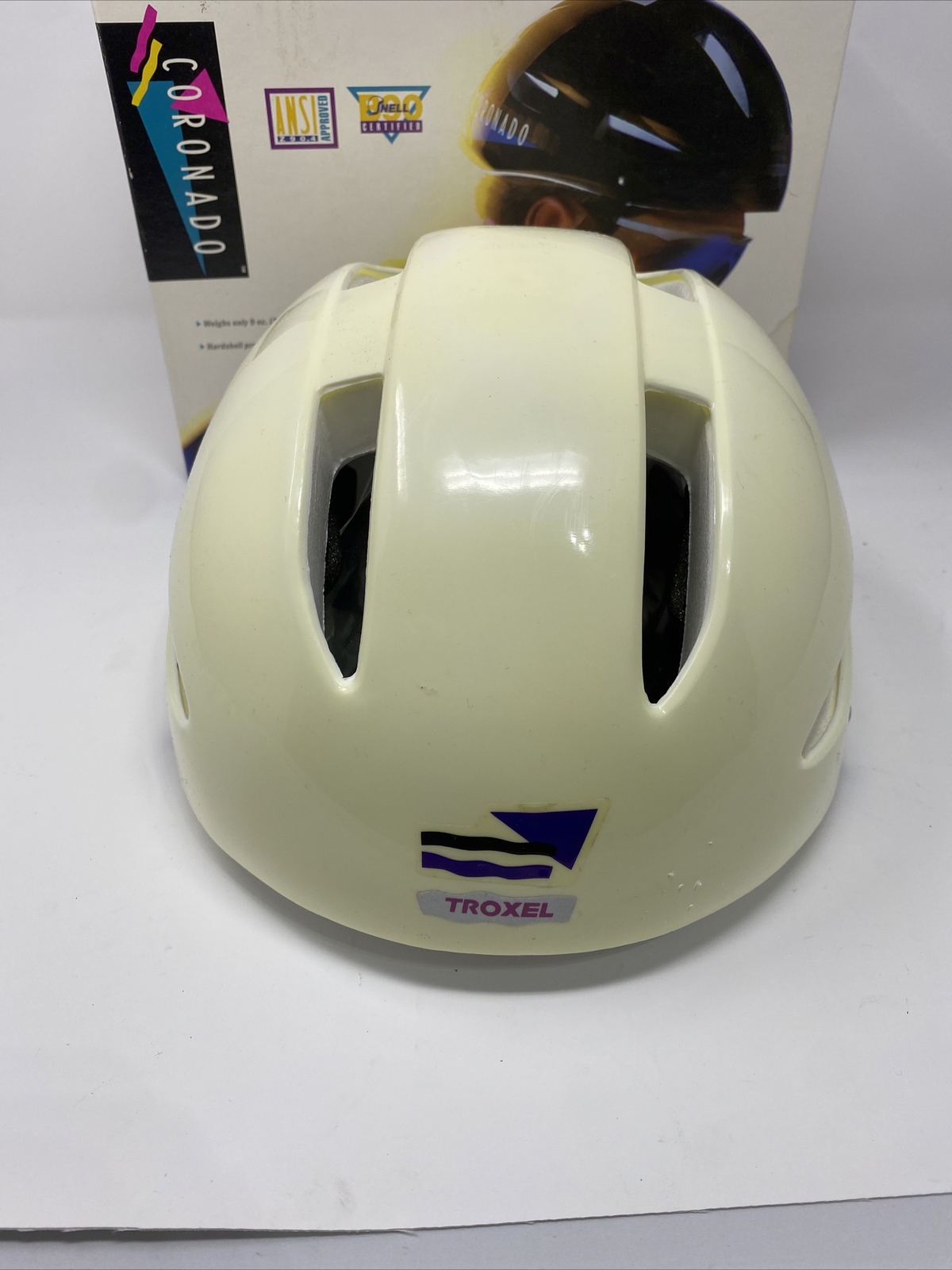 Rare Vintage TROXEL CORONADO Bicycle Helmet White Size Youth L/xl 1993