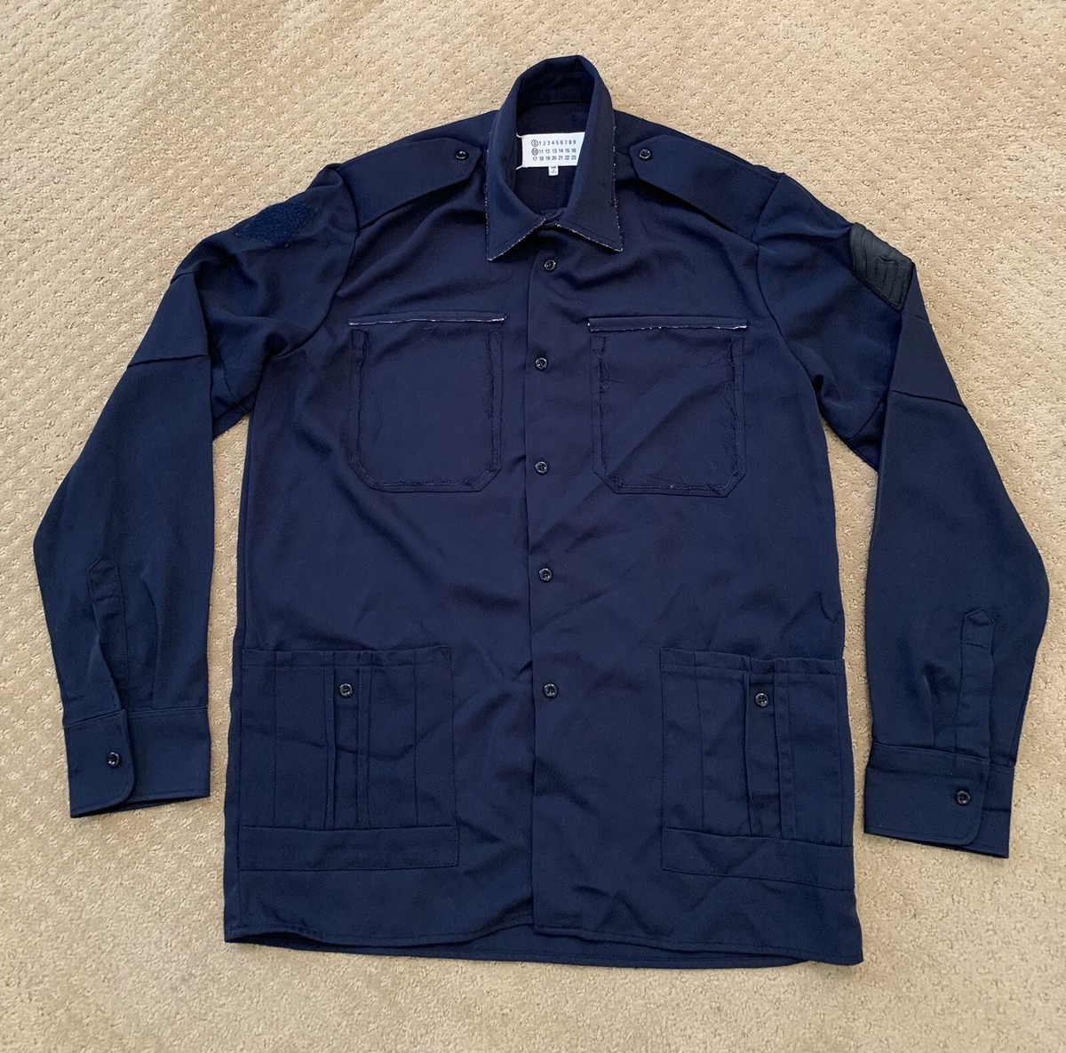 Maison Margiela Artisanal Recycled Police Shirt Button Up Navy  