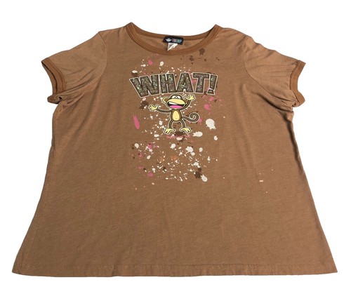 Bobby Jack Girls Short Sleeve V-Neck Graphic T-Shirt Brown