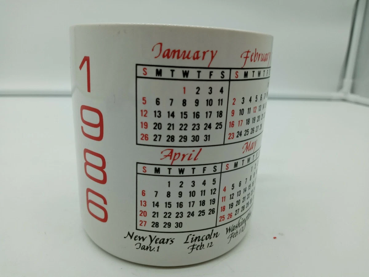 Vintage 1986 Calendar Coffee Mug By For Apple Trading 1980's 80's Drinkware  | eBay