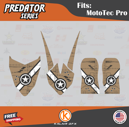 Graphics Kit for MotoTec 36V and 48V Pro Electric Dirt Bike Predator Series-Tan - Picture 4 of 6