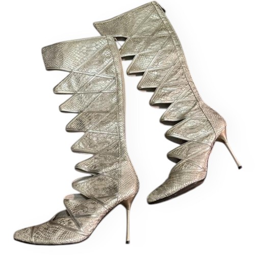 el dantes leather boots designer gold knee length boots US sz 8.5 / Eur 39