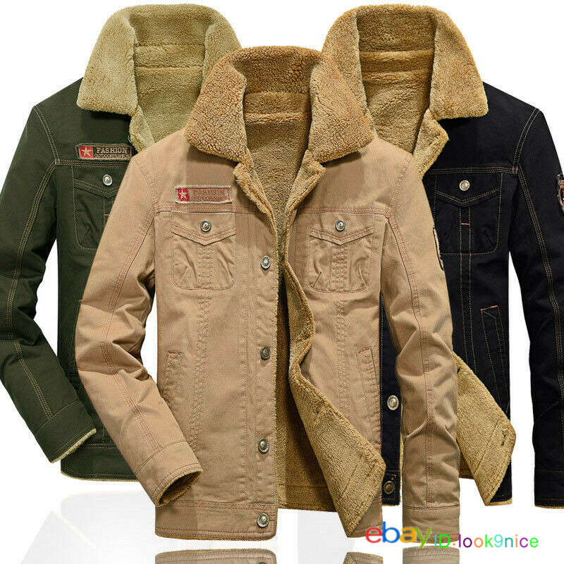 ALTRA Giacca militare moda uomo foderata in pelliccia calda inverno casual parka cappotto outwear