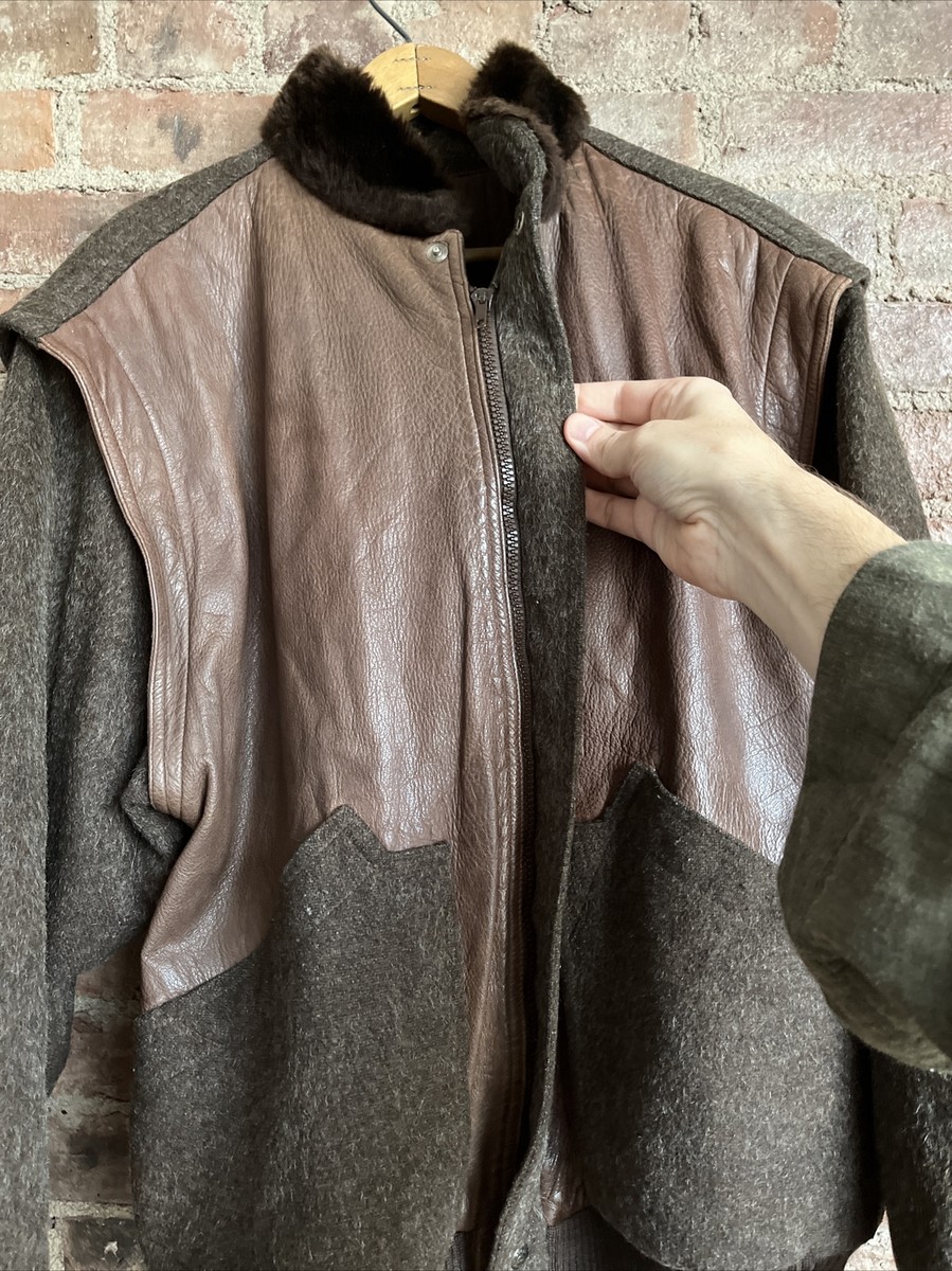 Vintage Gucci Mens Jacket, Sz 46 Leather/Shearling/Wool Vintage Gucci Mens Jacket, Sz 46 Leather/Shearling/Wool