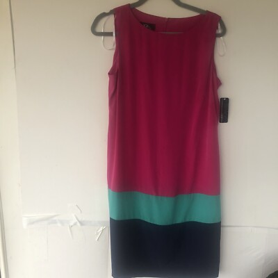 AGB Shift Ladies Dress Three Color Block Vibrant Size 10 NWT