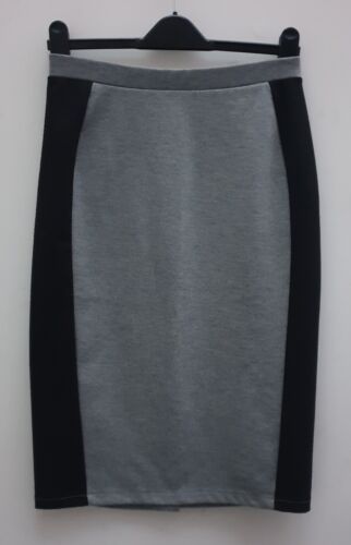 VILA Grey & Black Bodycon Stretchy Illusion Pencil Skirt ~ Size M ~ Flakka Slim - Picture 1 of 8