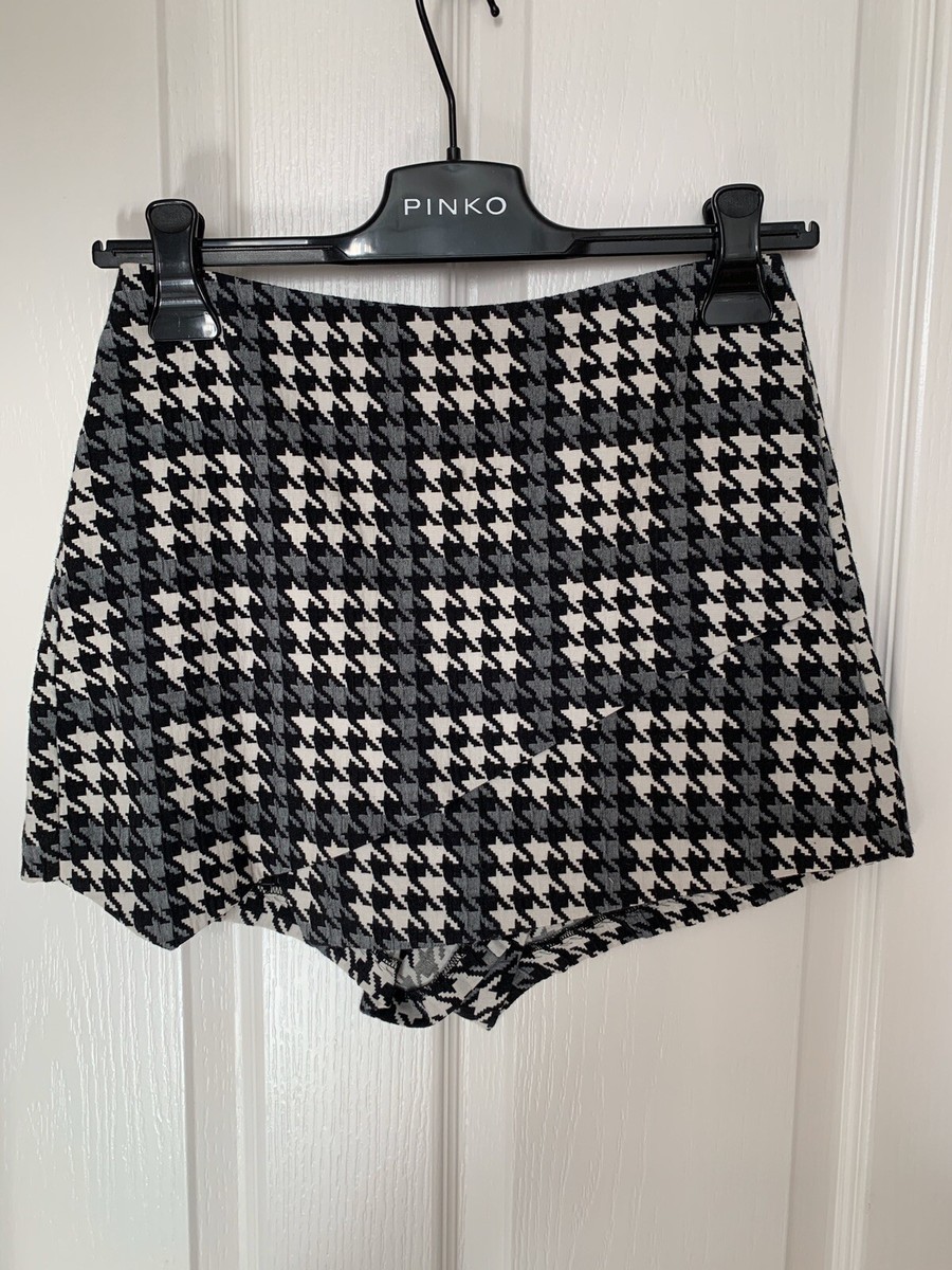 Topshop Monochrome Dogtooth Skort Size UK