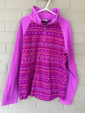 Columbia Girls Lightweight Fleece Size M Medium 10/12 Pink Pattern Half Zip