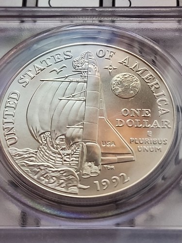 1992-D $1 Columbus PCGS MS 69-- 90% Silver -SEE STORE WW2 MEDALS -PCGS COINS - Picture 9 of 9