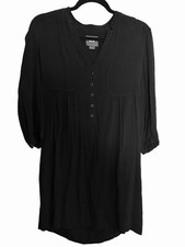 MAEVE ANTHROPOLOGIE Black Taryn Crepe 3/4 Sleeve Shift Dress Size 4