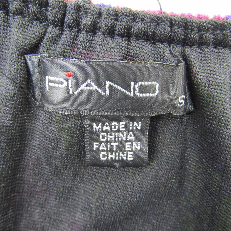 Top de piano para mujer pequeño rosa sin mangas cuello redondo camisa blusa informal Foto 3 de 4