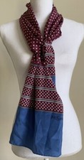 Yves Saint Laurent Foulards Womens Silk Scarf Polka Dot Burgundy/Blue Japan