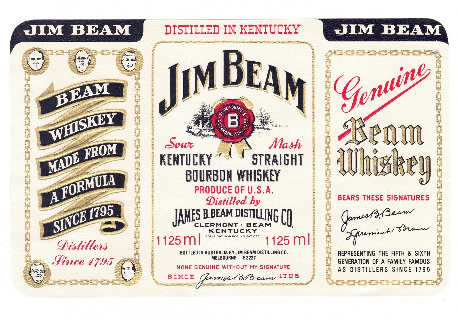 Jim Bean Straight Kentucky Bourbon Whiskey LABEL - KR-Beam-94030-43921