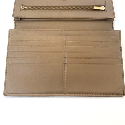 Celine Bifold Long Wallet Large Strap Leather Beige - Imagen 10 de 24
