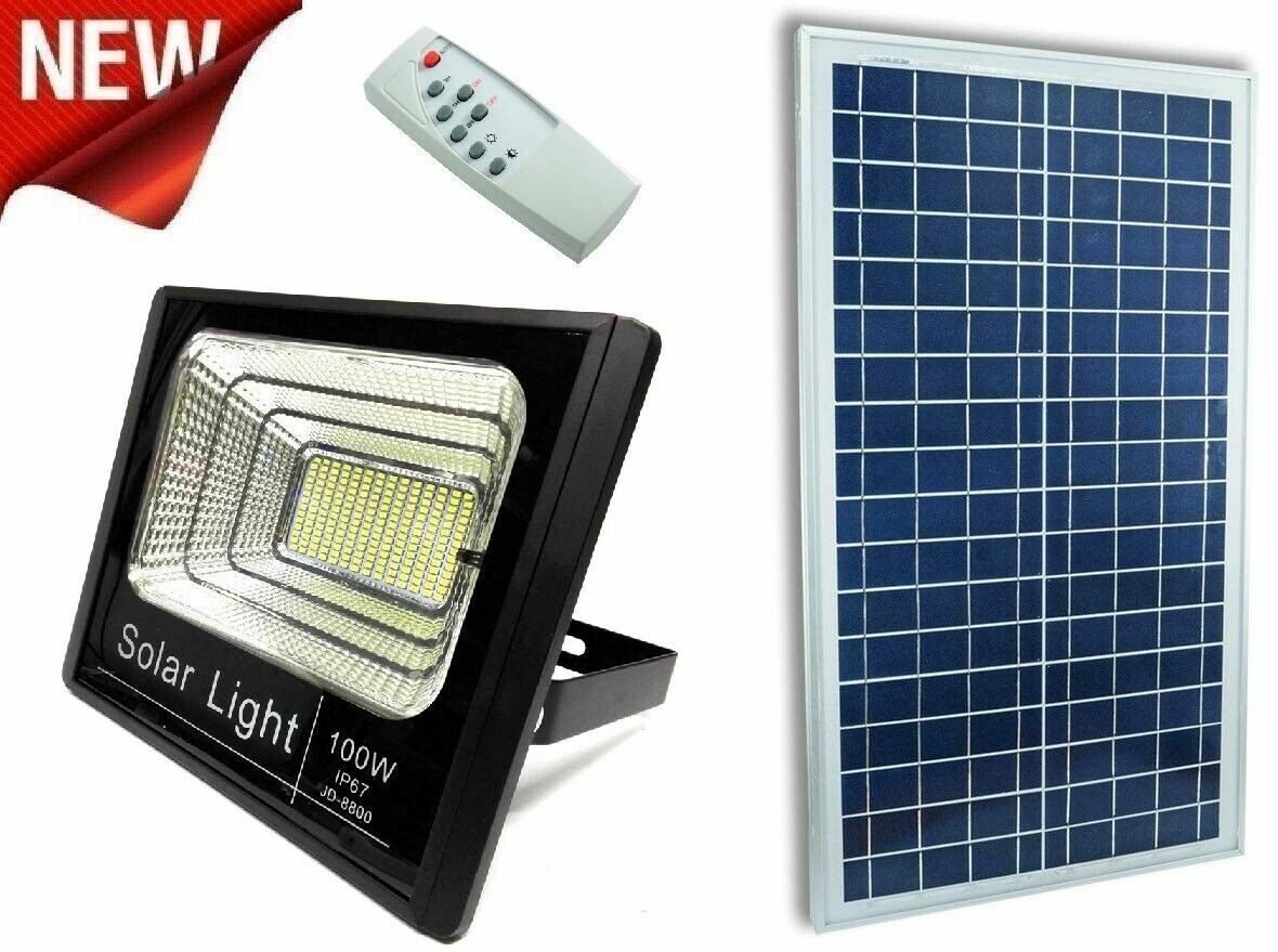 OFFERTA Faro LED 100W Solare Esterno Telecomando IP67 Luce Fredda