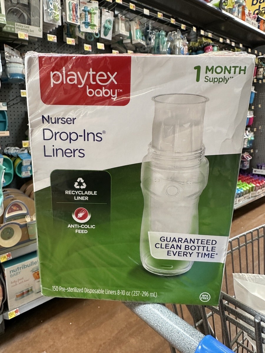 Playtex Baby Nurser Drop-Ins 150 Pre Sterilized Disposable Bottle Liners  8-10oz