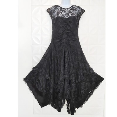 Vintage 80s-90s Black Lace Dress Fredericks Hollywood Handkerchief Goth Prom L | eBay Vintage 80s-90s Black Lace Dress Fredericks Hollywood Handkerchief Goth Prom L | eBay