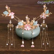 Chinese Tassel Flower Hairpins Vintage Hanfu Wedding Hair Accessories Jewelry