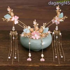 Chinese Tassel Flower Hairpins Vintage Hanfu Wedding Hair Accessories Jewelry