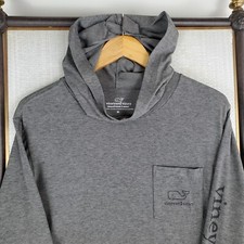 VINEYARD VINES Size Medium Mens Edgartown Hooded Long Sleeve Shirt Gray Cotton