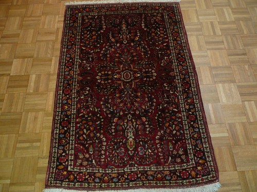 3'5 X 5'2 Hand Knotted Red Antique Saruk Oriental Rug G1921 - Picture 2 of 6