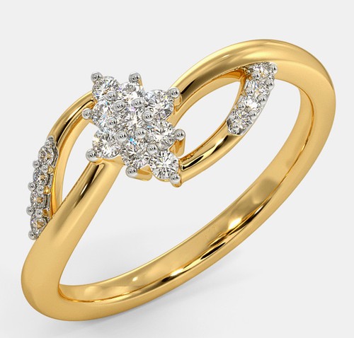 Bague Diamants Florale Or Jaune 18k - 0,40 Ct Diamants Naturels - Toutes Tailles