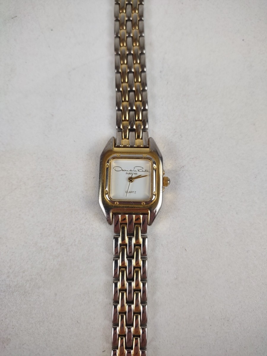 Vintage Oscar de la Renta Parfums Watch Women 22mm Silver Gold