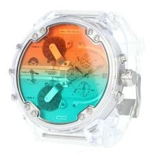 Diesel Mr.Daddy 2.0 Clear Polyurethane Strap Multi 4 Zone Mens Watch DZ7427