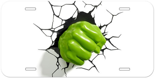 green hand hulk aluminum novelty collectible car license plate