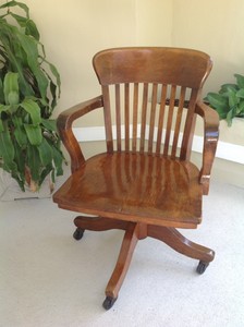 Vtg Antique Gunlocke Style Solid Maple Or Oak Wood Bankers ...