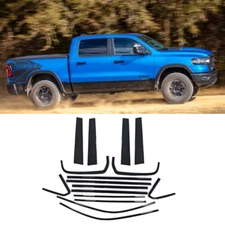 Exterior Car Window Strip Trim Cover Sticker Kit For Ram 1500 2019-2025 Black