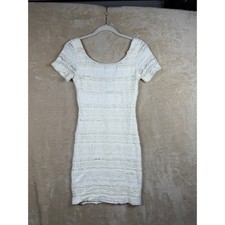 Forever 21 White Tiered Lace Mini Dress Short Sleeve Scoop Neck Small Coquette