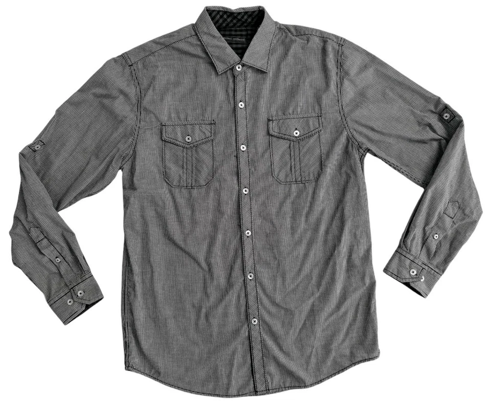 Camisa de vestir Michael Brandon manga larga para hombre talla mediana con cuadros a cuadros Foto 2 de 4