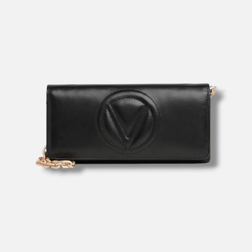 Valentino by Mario Valentino Women's Black Leather Ajah Dollaro Crossbody Bag