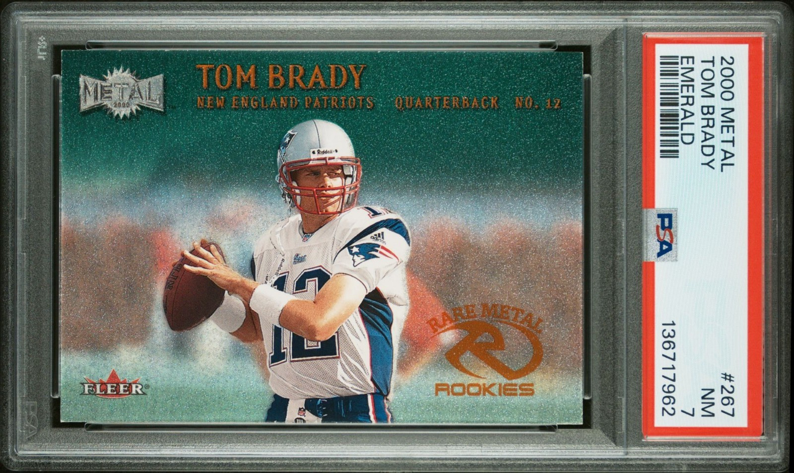 2000 METAL #267 TOM BRADY EMERALD PSA 7