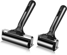 2Pcs Rubber Roller Brayer Rollers Hard Rubber 4 and 2.2 Inch for Printmaking Bl