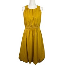 Banana Republic Factory Size Large Gold Yellow Cross Back Bubble Hem Dress