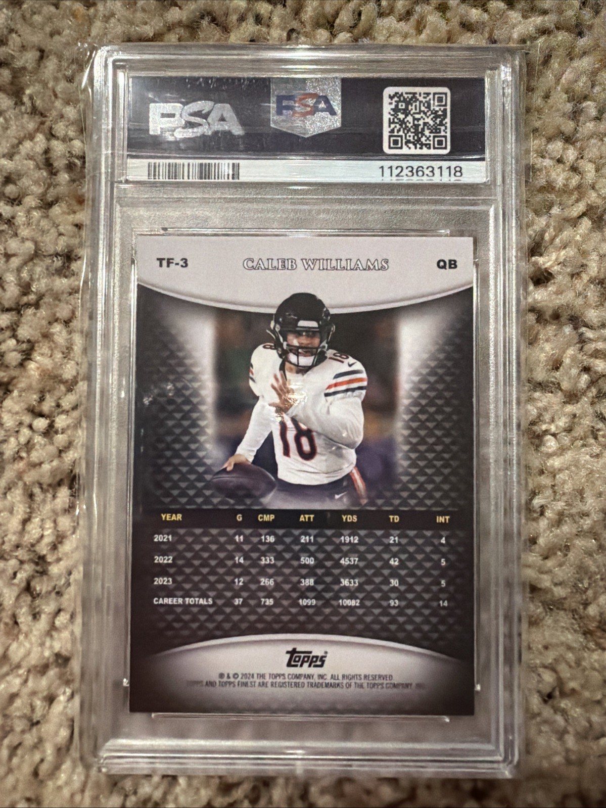 PSA 9 RC 2024 Finest Caleb Williams Team Finest-Purple Refractor /125 view 2