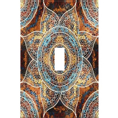 Bohemian Colorful Vintage Floral Mandala Flower 1 Gang Wallplate Decorative O...