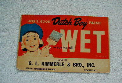 Newark NJ vintage Dutch Boy paint wet paint sign GL Kimmerle & Bro