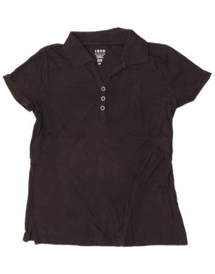 Izod Damen Poloshirt UK 10 Small schwarz Baumwolle DP12