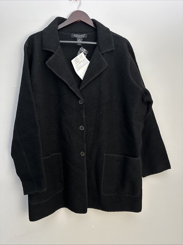 DIALOGUE Damen 2X Schwarz 100% Wolle Winter Warm Pullover Langarm