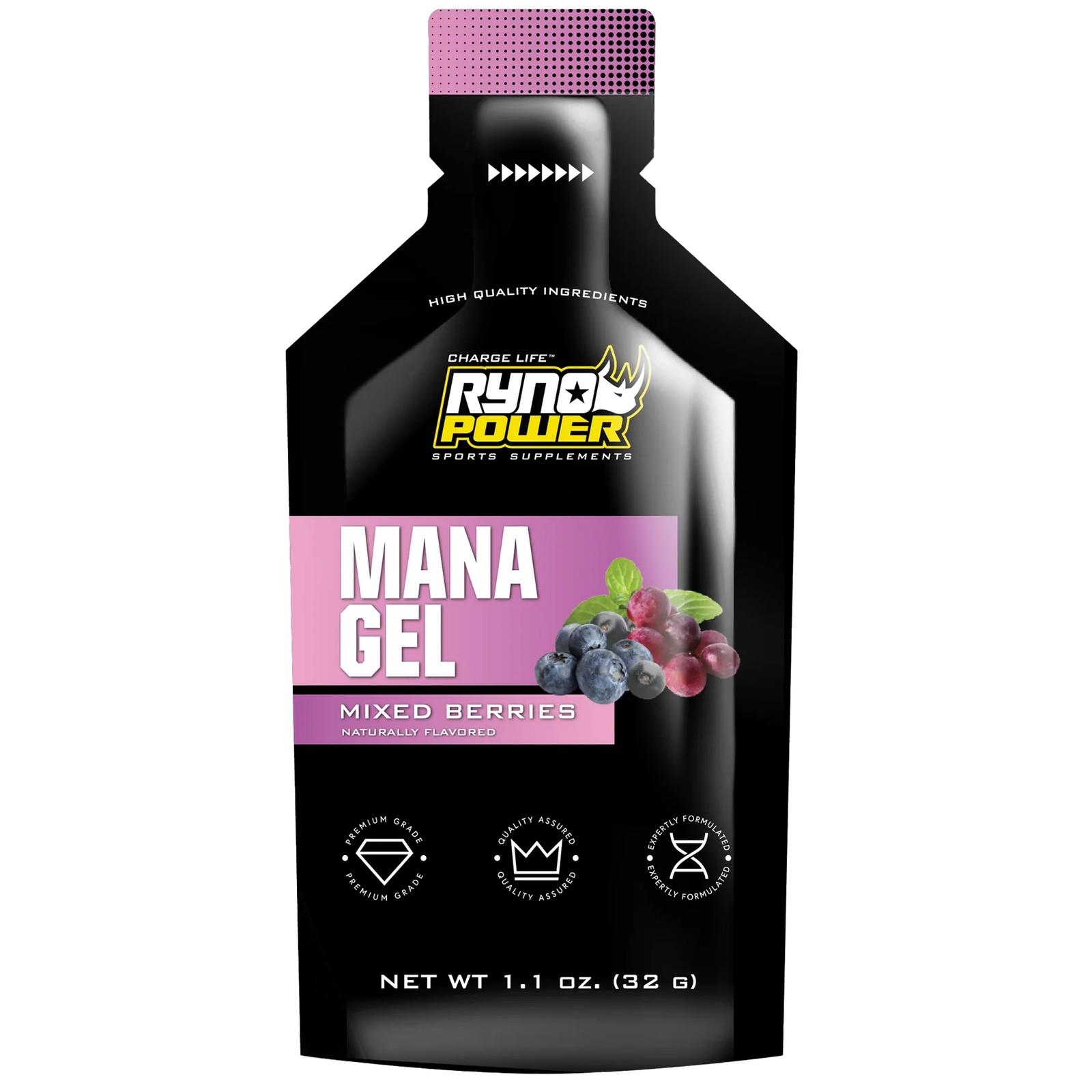 Ryno Power Mana Performance Gel Caddy, смесь ягод