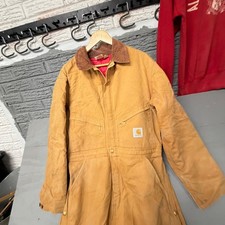 Vintage Carhartt 996QZR Insulated Coveralls Brown Duck Canvas USA Made 42 Regu