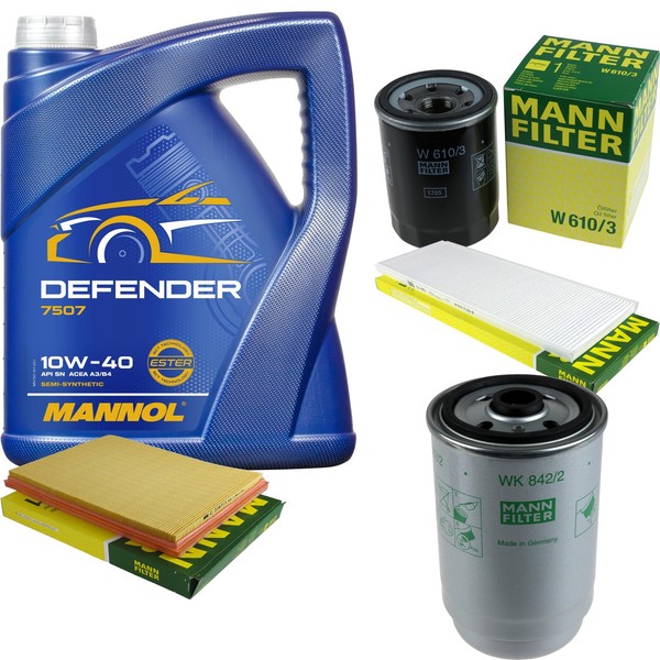 Mann Inspektionspaket 5L Mannol Defender 10W-40 FüR Opel Astra F Caravan 1.7 TDS-image