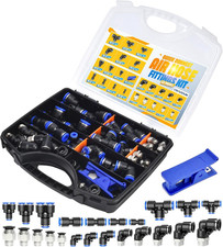 53 Pcs Air Line Quick Connect Fittings Kit 1/8" 1/4" 3/8" 1/2" Push to Connect